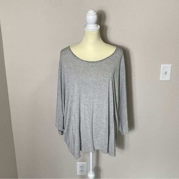 Truly Madly Deeply Oversized Boxy Raw Hem Heathered Tee Shirt Women's Size M-L - Picture 2 of 13
